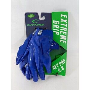 Cutters Rev Pro Football Gloves Men's Sticky Ultra Grip Receiver Gloves BLUE